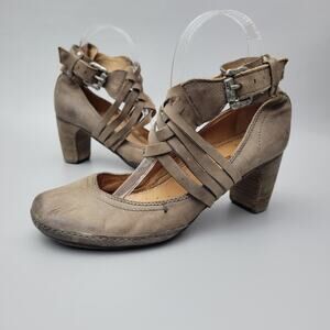 VTG Airstep Womens Mary Jane Heels Leather Brown Buckle Ankle Strap 8.5 Italy 38